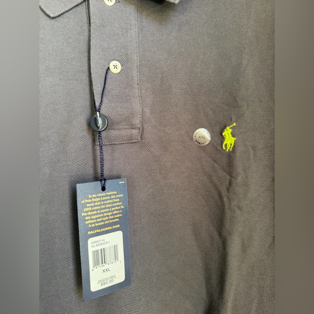 Polo by Ralph Lauren Charcoal Gray Polo 100% Cotton NWT Preppy Luxury Classic - Picture 6 of 7